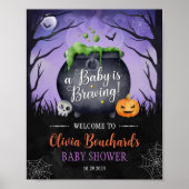Halloween Baby shower Welkomstbord Baby is Brouwen Poster (Voorkant)