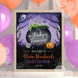 Halloween Baby shower Welkomstbord Baby is Brouwen Poster