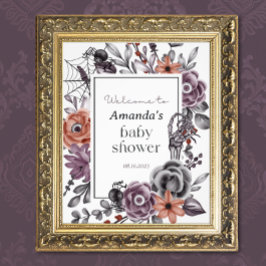 Halloween Baby shower, welkomstbord Spooky Floral Foto Afdruk