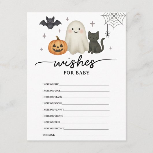 Halloween Baby shower wensen voor Baby en spel Advieskaart (Voorkant)