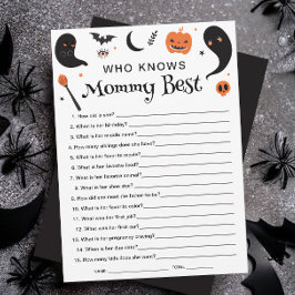 Halloween Baby Shower Wie kent mama het beste spel Kaart