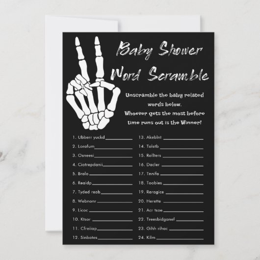 Halloween Baby shower Word Scramble Game Kaart (Voorkant)