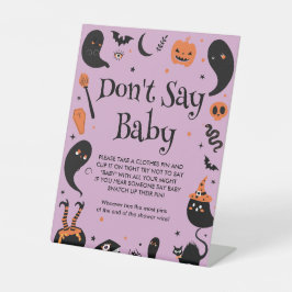 Halloween Baby shower Zeg niet Baby Game Reclamebord Met Voetstuk