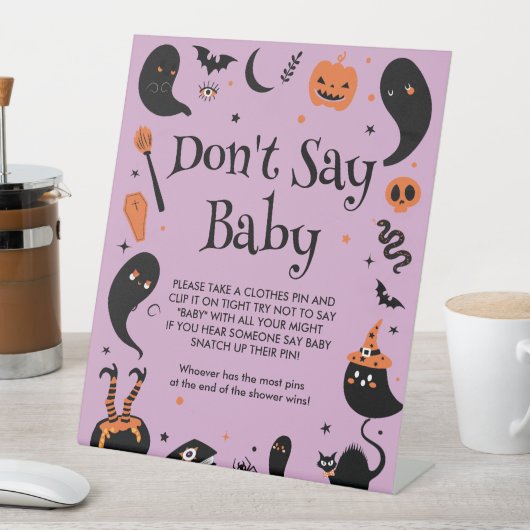 Halloween Baby shower Zeg niet Baby Game Reclamebord Met Voetstuk (Insitu)