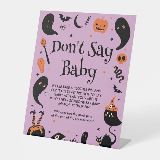 Halloween Baby shower Zeg niet Baby Game Reclamebord Met Voetstuk (Voorkant)