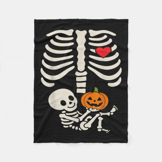 Halloween Baby Skeleton Heart Pregnancy Outfit  Fleece Deken (Voorkant)