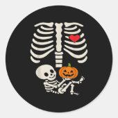 Halloween Baby Skeleton Heart Pregnancy Outfit  Ronde Sticker (Voorkant)