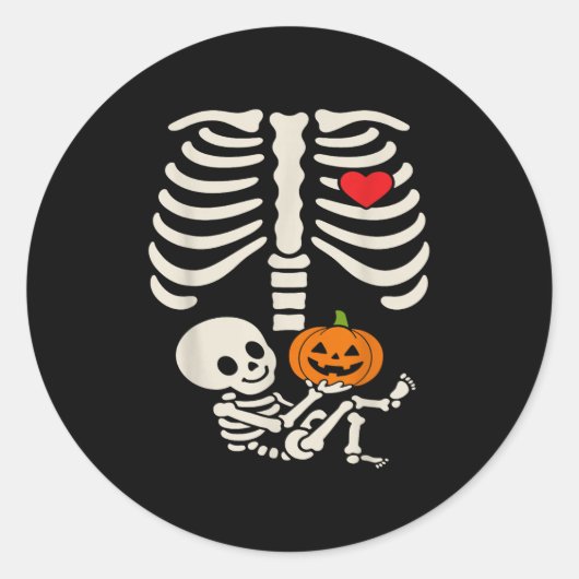 Halloween Baby Skeleton Heart Pregnancy Outfit  Ronde Sticker (Voorkant)