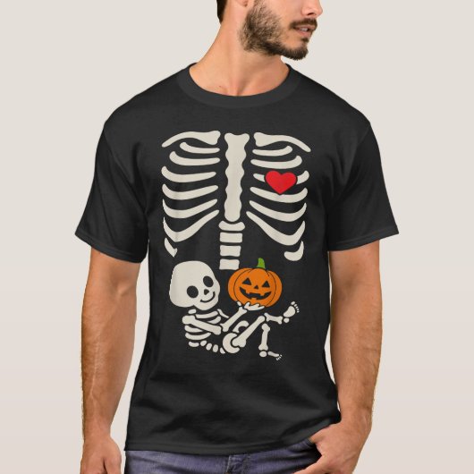 Halloween Baby Skeleton Heart Pregnancy Outfit  T-shirt (Voorkant)