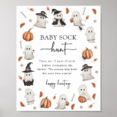 Halloween Baby sok jacht spel teken Poster (Voorkant)