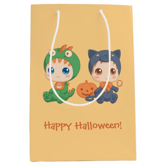 Halloween baby's zwarte kat draak kostuum medium cadeauzakje (Voorkant)