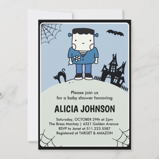 Halloween babyshower uitnodiging oktober Schattig (Voorkant)