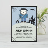 Halloween babyshower uitnodiging oktober Schattig (Staand voorkant)
