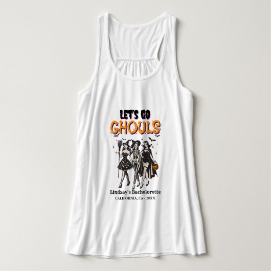 Halloween Bachelorette laten we gaan ghoul Tanktop (Design voorkant)