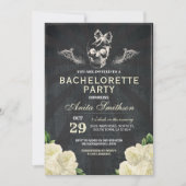 Halloween Bachelorette Party Rozen Flowers Invite Kaart (Voorkant)