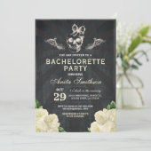 Halloween Bachelorette Party Rozen Flowers Invite Kaart (Staand voorkant)