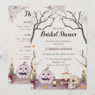 Halloween Bachelorette Weekend Deets Invitation Kaart