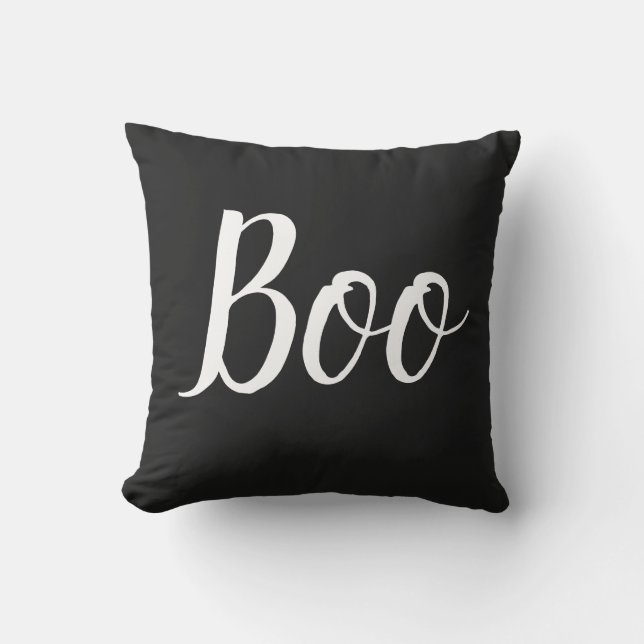 Halloween Back White Boo Typografie Eenvoudig Buitenkussen (Voorkant)