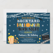 Halloween Backyard Movie Night Birthday Invitation Kaart (Voorkant)