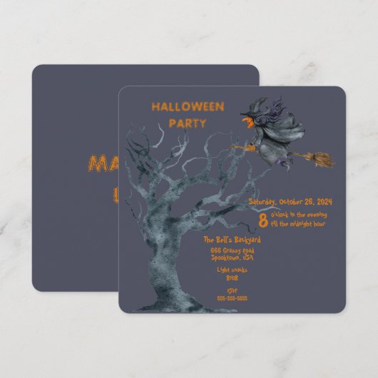 HALLOWEEN BACKYARD PARTY FEESTDAGENKAART (Voorkant / Achterkant)