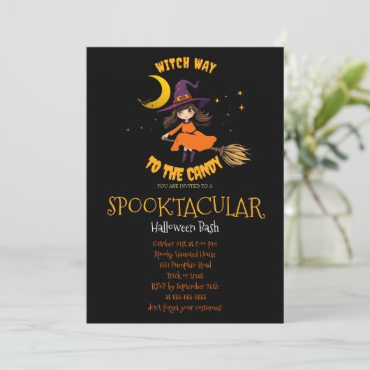 Halloween Bad Witch Pumpkin Vibes Kaart (Staand voorkant)
