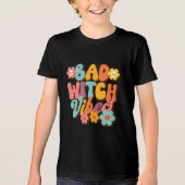 Halloween Bad Witch Vibes Retro Groovy Typografie Tri-Blend Shirt (Voorkant)