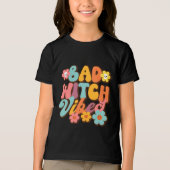Halloween Bad Witch Vibes Retro Groovy Typografie Tri-Blend Shirt (Voorkant)