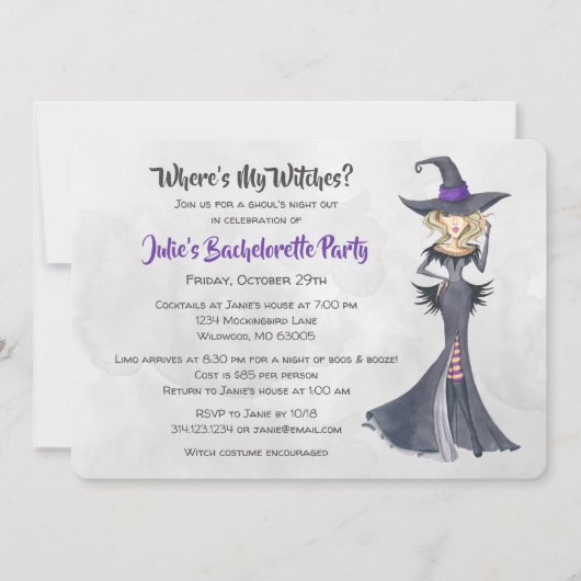 Halloween Bad Witches Bachelorette Party Kaart (Voorkant)