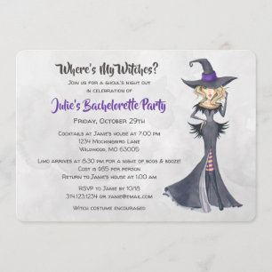 Halloween Bad Witches Bachelorette Party Kaart