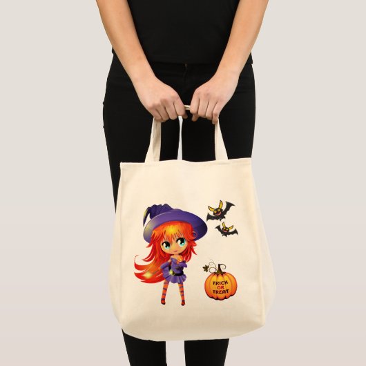 Halloween Bag-Girl Witch Tote Bag (Voorkant (product))