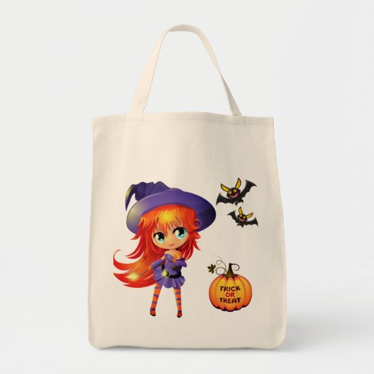 Halloween Bag-Girl Witch Tote Bag (Voorkant)
