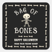 Halloween Bag Of Bones Vierkante Sticker (Voorkant)
