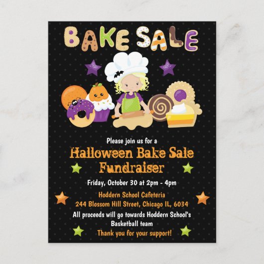 Halloween Bake Sale Fundraiser Invitation Briefkaart (Voorkant)