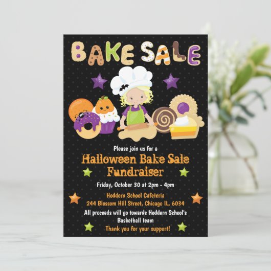 Halloween Bake Sale Fundraiser Kaart (Staand voorkant)