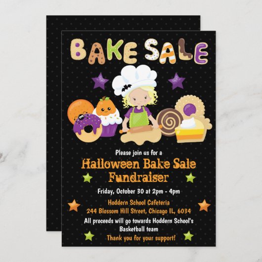 Halloween Bake Sale Fundraiser Kaart (Voorkant / Achterkant)