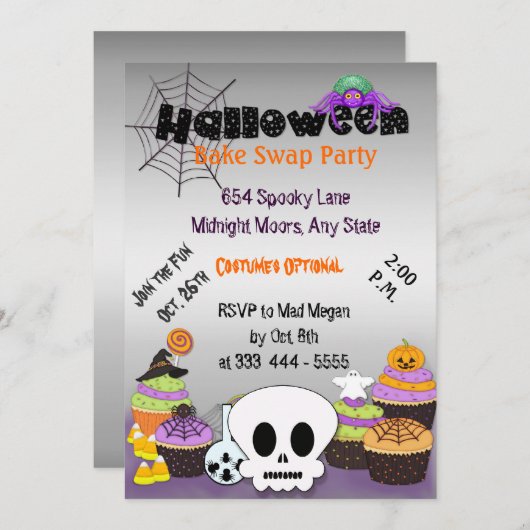 Halloween Bake Swap Party Uitnodiging (Voorkant / Achterkant)