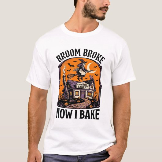 Halloween Baker Shirt Heks Bezem Gebroken Design_1 (Voorkant)