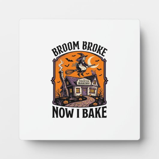 Halloween Baker Shirt Heks Bezem Gebroken Design_1 Fotoplaat (Voorkant)