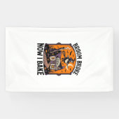 Halloween Baker Shirt Heks Bezem Gebroken Design_1 Spandoek (Horizontaal)