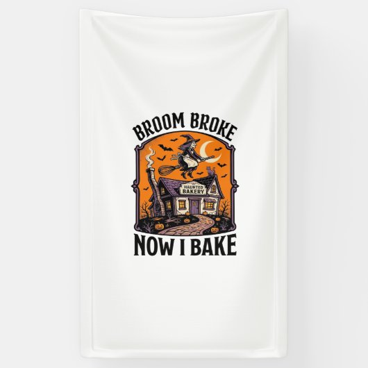 Halloween Baker Shirt Heks Bezem Gebroken Design_1 Spandoek (Verticaal)
