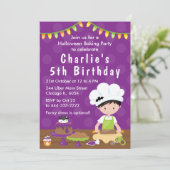 Halloween Baking Birthday Black Hair Boy Kaart (Staand voorkant)