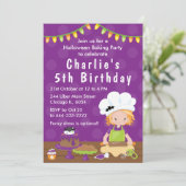 Halloween Baking Birthday Red Hair Girl Kaart (Staand voorkant)