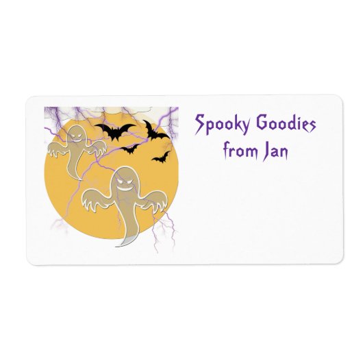 Halloween Baking of Drink mix Labels ghosts bats (Voorkant)