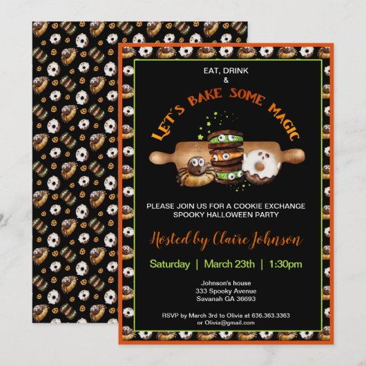 Halloween bakkoekjes Party uitnodiging (Voorkant / Achterkant)