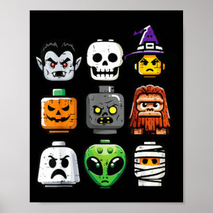 Halloween Baksteen Pompoen Geest Hoofden Kostuum J Poster