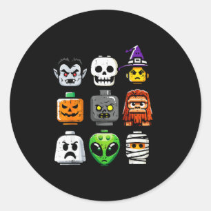 Halloween Baksteen Pompoen Geest Hoofden Kostuum J Ronde Sticker