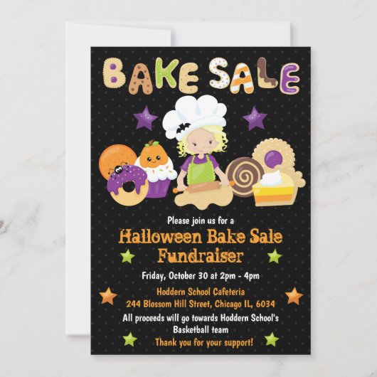 Halloween bakverkoop fondsenwerving kaart (Voorkant)