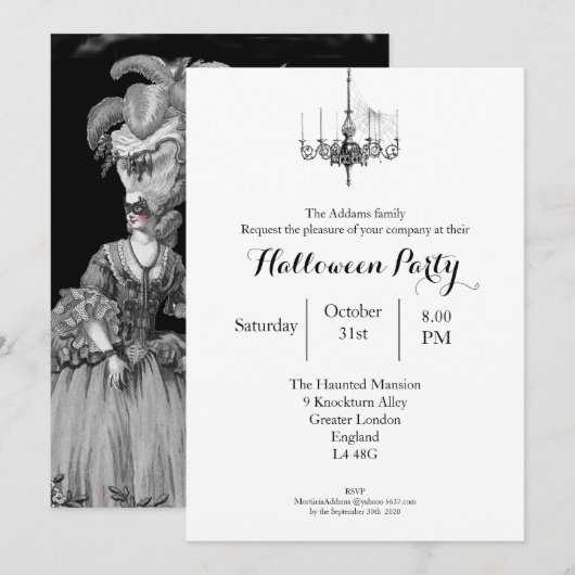 Halloween bal (Noir) Kaart (Voorkant / Achterkant)