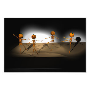 Halloween Ballet Ballet Dancing Pumpkins Foto Afdruk