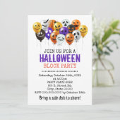 Halloween ballonnen buurt blok partij kaart (Staand voorkant)